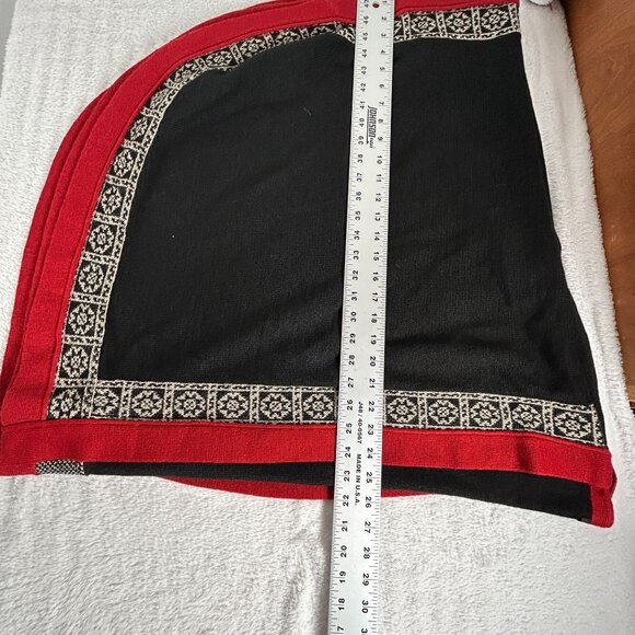 Novica Women's Black Red Alpaca Wool Poncho Cardigan Sweater Artisan Knit Cozy - Picture 6 of 6
